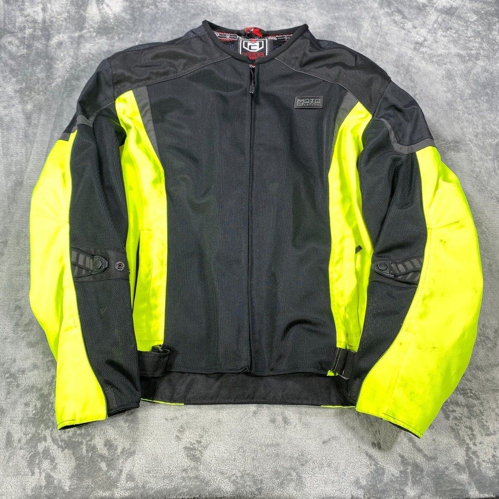 Mens 2XL MOTORCYCLE RIDING JACKET Moto Centric Padded Racing Protective Assault